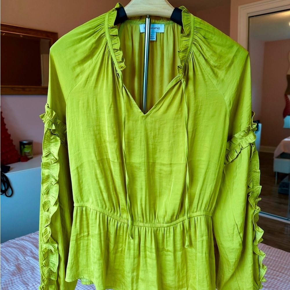 Green Blouse w Ruffles